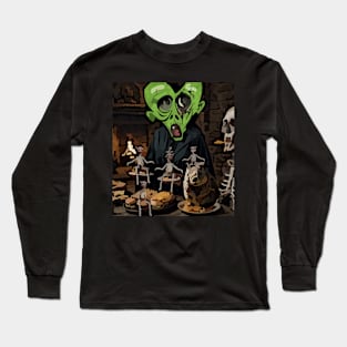 watercolor zombie heart with groundhog and demons Long Sleeve T-Shirt